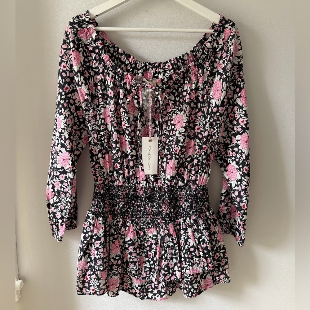 LoveShackFancy Netra Raspberry Spice Latte Mini Dress - Picture 3 of 7